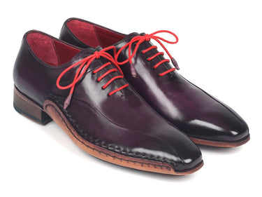 Paul Parkman Men's Leather Oxfords Side Hand-Sewn in Purple