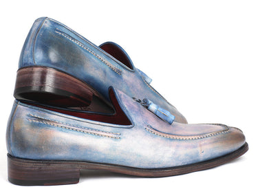 Paul Parkman Men's Hand-Painted Leather Tassel Loafers in Lila