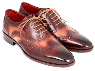 Paul Parkman Men's Hand-Painted Leather Wingtip Oxfords in Camel & Bordeaux