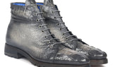 Paul Parkman Men's Croco-Embossed Leather Boots in Gray