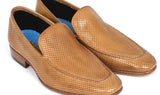 Paul Parkman Men's Perforated Leather Loafers in Beige