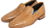 Paul Parkman Men's Perforated Leather Loafers in Beige