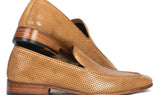 Paul Parkman Men's Perforated Leather Loafers in Beige