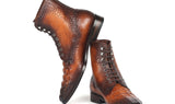 Paul Parkman Men's Croco-Embossed Leather Lace-Up Boots in Brown