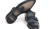 Paul Parkman Men's Double Monkstraps in Navy