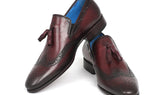Paul Parkman Men's Hand-Painted Leather Wingtip Tassel Loafers in Bordeaux