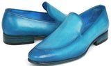 Paul Parkman Men's Perforated Leather Loafers in Turquoise