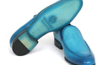 Paul Parkman Men's Perforated Leather Loafers in Turquoise