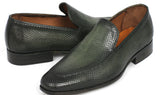 Paul Parkman Men's Perforated Leather Loafers in Green