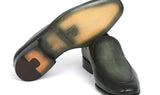 Paul Parkman Men's Perforated Leather Loafers in Green
