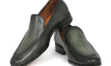Paul Parkman Men's Perforated Leather Loafers in Green