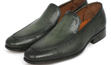 Paul Parkman Men's Perforated Leather Loafers in Green