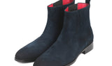 Paul Parkman Men's Suede Chelsea Boots in Navy
