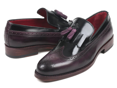 Paul Parkman Kiltie Tassel Loafer in Black & Purple