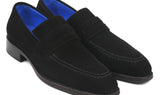 Paul Parkman Goodyear Welted Suede Loafers in Black
