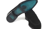 Paul Parkman Goodyear Welted Suede Loafers in Black