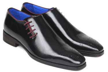 Paul Parkman Side Lace Polished Leather Oxfords in Black