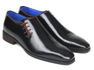 Paul Parkman Side Lace Polished Leather Oxfords in Black