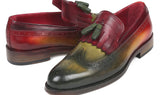 Paul Parkman Kiltie Tassel Loafer in Green & Bordeaux