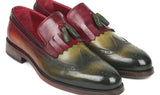 Paul Parkman Kiltie Tassel Loafer in Green & Bordeaux