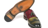 Paul Parkman Kiltie Tassel Loafer in Green & Bordeaux
