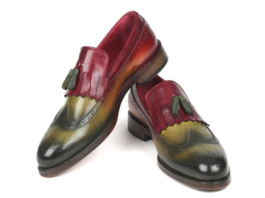 Paul Parkman Kiltie Tassel Loafer in Green & Bordeaux