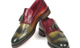 Paul Parkman Kiltie Tassel Loafer in Green & Bordeaux