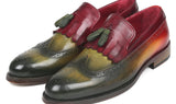 Paul Parkman Kiltie Tassel Loafer in Green & Bordeaux