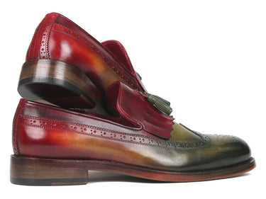 Paul Parkman Kiltie Tassel Loafer in Green & Bordeaux