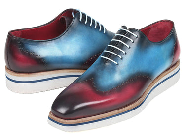 Paul Parkman Men's Smart Casual Wingtip Oxfords in Blue & Purple