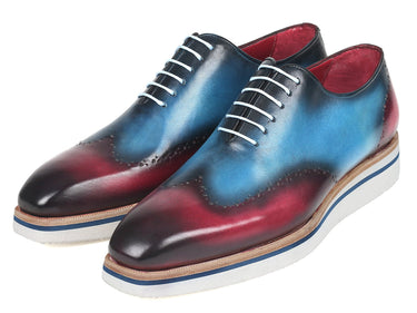 Paul Parkman Men's Smart Casual Wingtip Oxfords in Blue & Purple