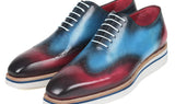 Paul Parkman Men's Smart Casual Wingtip Oxfords in Blue & Purple