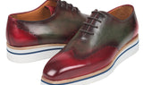 Paul Parkman Men's Smart Casual Wingtip Oxfords in Bordeaux & Green