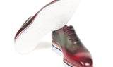 Paul Parkman Men's Smart Casual Wingtip Oxfords in Bordeaux & Green