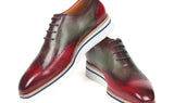 Paul Parkman Men's Smart Casual Wingtip Oxfords in Bordeaux & Green