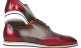 Paul Parkman Men's Smart Casual Wingtip Oxfords in Bordeaux & Green