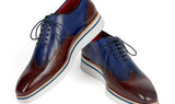 Paul Parkman Men's Smart Casual Wingtip Oxfords in Brown & Blue