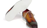 Paul Parkman Men's Smart Casual Wingtip Oxfords in Green & Camel
