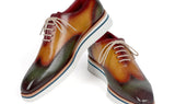 Paul Parkman Men's Smart Casual Wingtip Oxfords in Green & Camel
