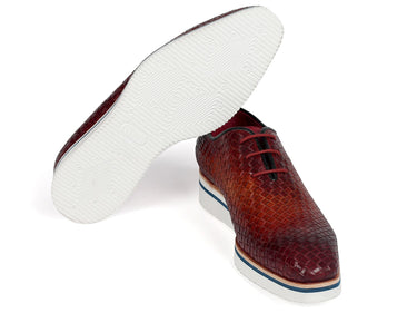 Paul Parkman Men's Woven Leather Smart Casual Shoes in Brown