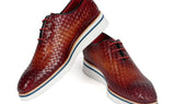 Paul Parkman Men's Woven Leather Smart Casual Shoes in Brown