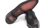 Paul Parkman Men's Hand-Painted Leather Penny Loafers in Black