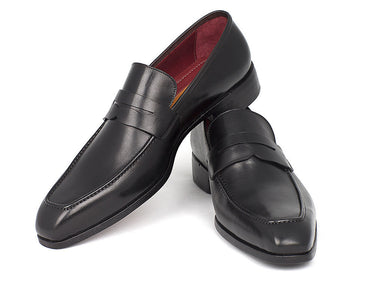 Paul Parkman Men's Hand-Painted Leather Penny Loafers in Black