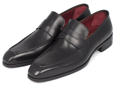 Paul Parkman Men's Hand-Painted Leather Penny Loafers in Black