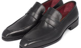 Paul Parkman Men's Hand-Painted Leather Penny Loafers in Black