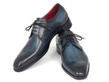 Paul Parkman Men's Medallion Toe Derby Shoes in Navy & Blue