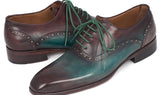 Paul Parkman Men's Plain Toe Oxfords in Green & Bordeaux