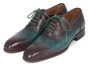 Paul Parkman Men's Plain Toe Oxfords in Green & Bordeaux