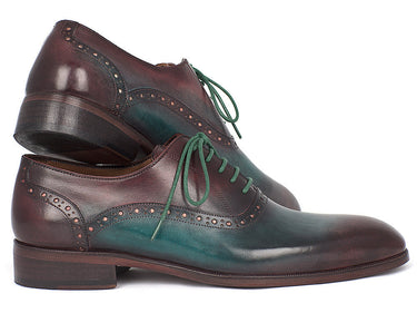 Paul Parkman Men's Plain Toe Oxfords in Green & Bordeaux