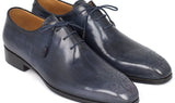 Paul Parkman Men's Hand-Painted Medallion Toe Wholecut Oxfords in Navy